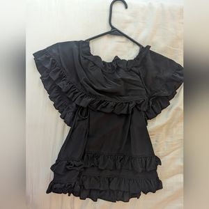 Tibi size 0 small 100% silk black blouse cropped